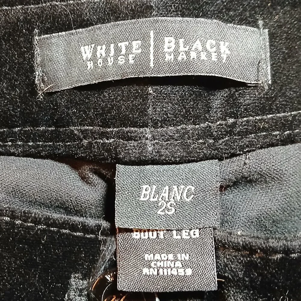 WHITE HOUSE BLACK MARKET Black Velour Boot Cut Pants EUC - Picture 6 of 10